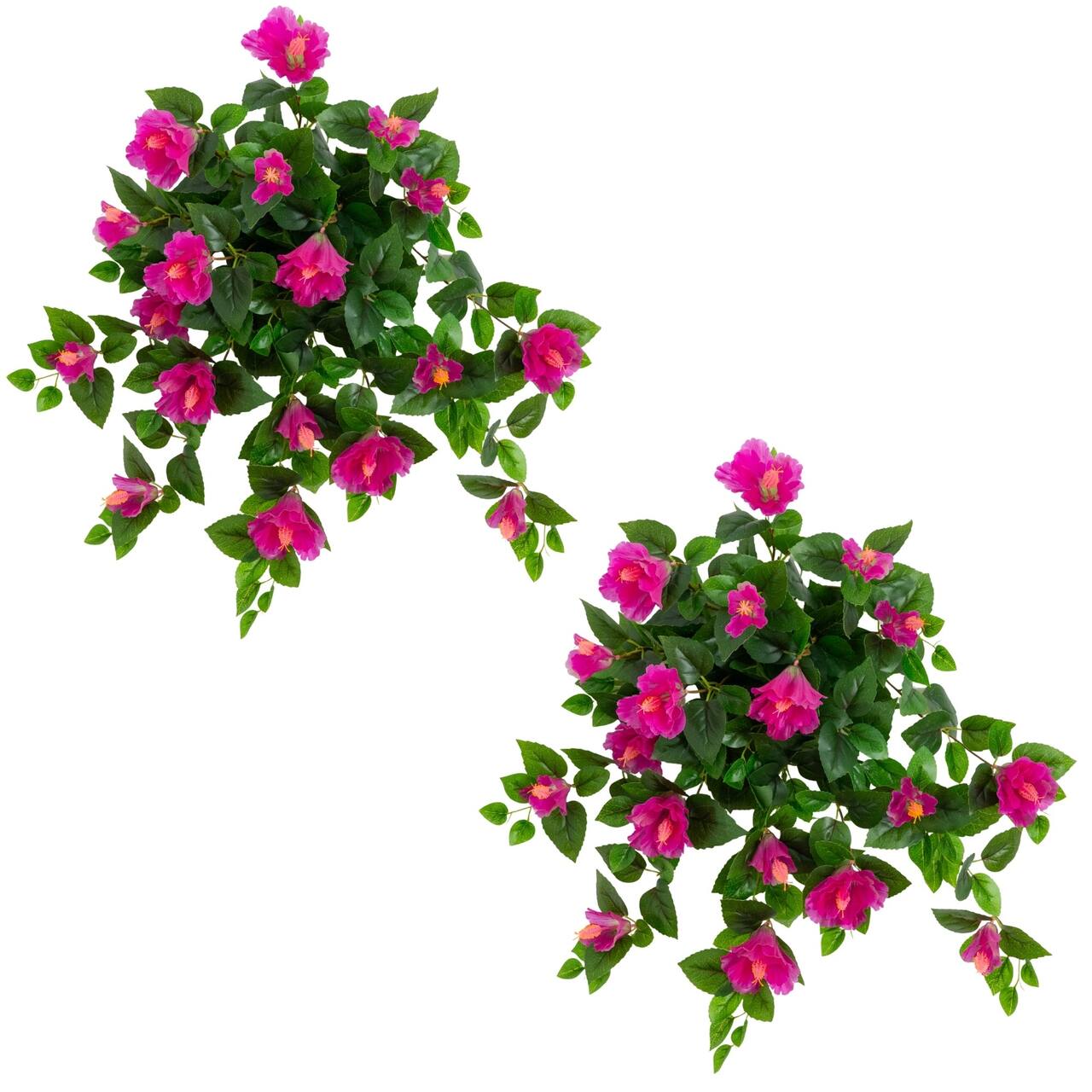 24" UV Resistant Artificial Hibiscus Hanging Plants, 2ct.